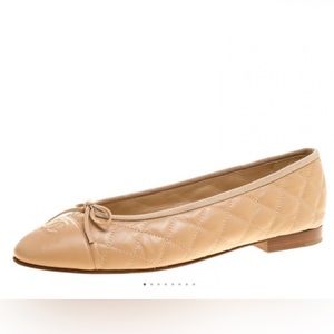CHANEL Cambon Quilted Taupe Ballet Flats - 39